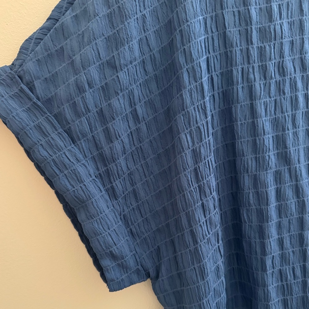 SHEIN Curve Blue Textured Short Sleeve Blouse Women’s Size 2XL - Picture 4 of 4